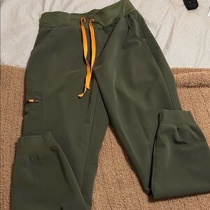 Figs Olive Joggers with Orange Details